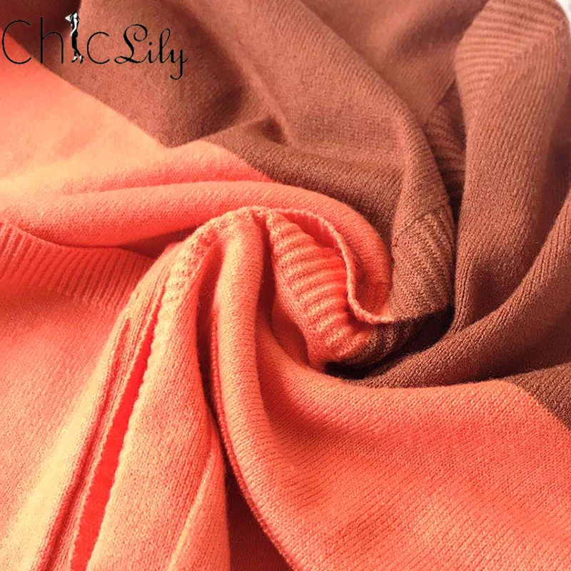 

Chiclily Mid-Length Knitted Striped Cardigan V-neck Loose Vintage Boho Long Sleeve Color Block Lightweight Kimono Duster Coats