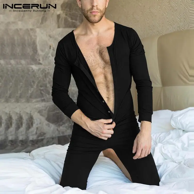 

INCERUN Comfortable Loungewear New Men Casual Onesies Sexy Leisure Rompers Solid Handsome Well Fitting Male Jumpsuit S-5XL 2022