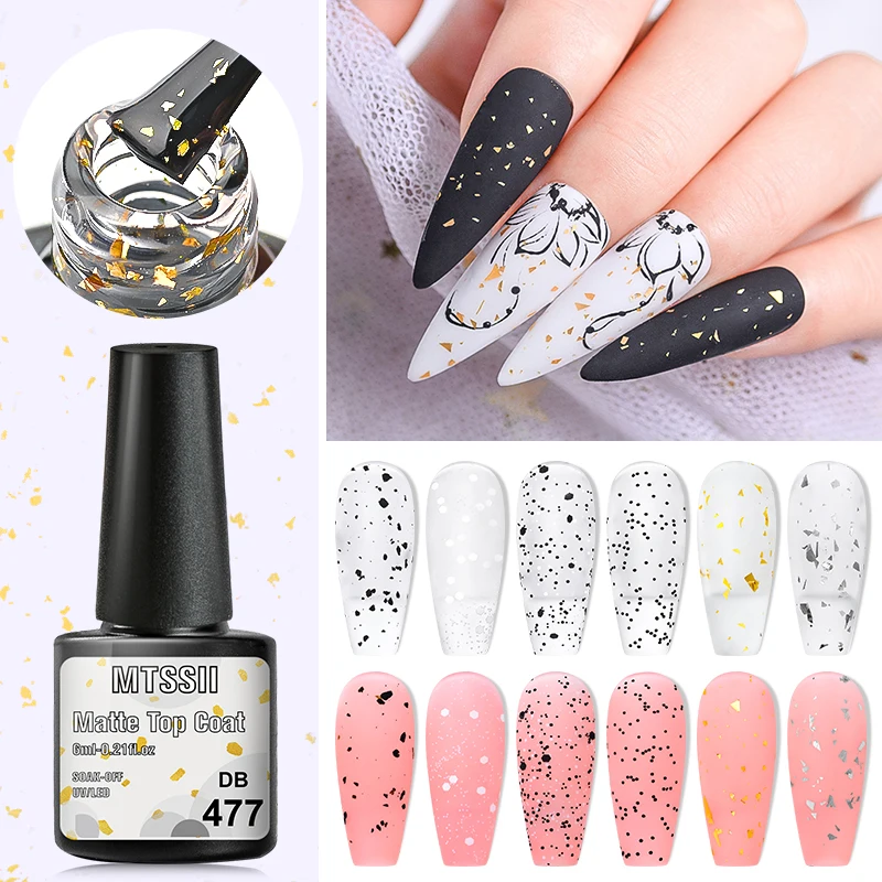 

Mtssii 6ml Top Coat Gel Glitter Aluminum Foil Sequins Series Polish Matte Eggshell Function Varnish Uv Nail Transparent Lacquer