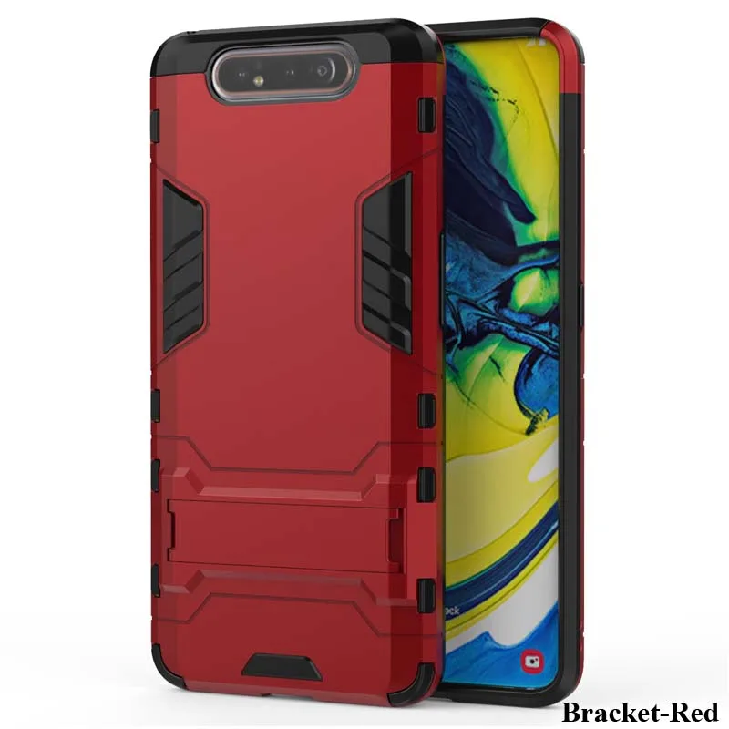 Bracket Red Армированный чехол для samsung Galaxy A10 A20 A30 A40 A50 A60 A70 A80 A90 M10 M20 M30 M40 A50s A70s M30s покрытие автомобиля кольцо для телефона с бумажником - Цвет: Bracket Red
