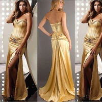 vestidos para festa free shipping beading 2015 sexy sweetheart party evening dress formal gowns mermaid gold long prom dresses