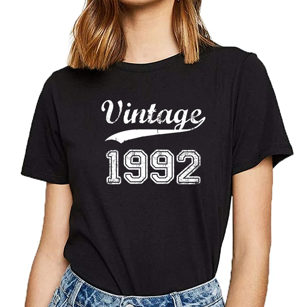 

Tops T Shirt Women1992 O-Neck Vintage Custom Female Tshirt