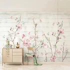 3D-обои на заказ, современные абстрактные росписи вручную, акварель, цветение вишни, древесина, Бабочка, цветы, Фреска для гостиной