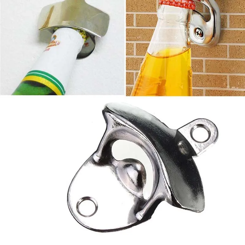 

New 10X Nickel Alloy Wall Mount Bar Wine Beer Soda Glass Cap Bottle Opener Open Tool