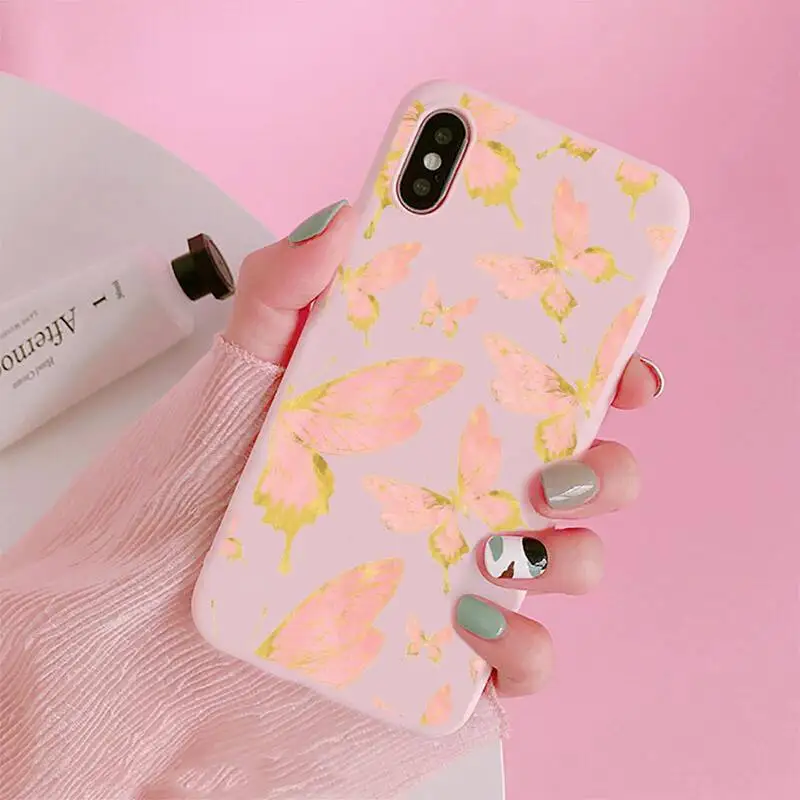 

Lovebay Butterfly Glitter Phone Case Candy Color for iPhone 6 7 8 11 12 s mini pro X XS XR MAX Plus