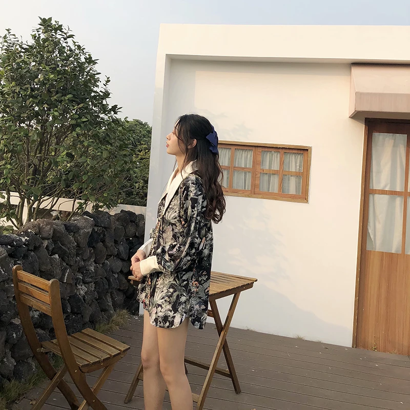 

XUXI 2020 Women New Summer Shirt Long Sleeve Broken Flower Silky Fashion Printing Sexy Chemise Femme Blouse Ladies Tops FZ2153