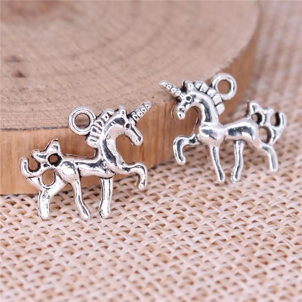 

Unicorn Charms For Jewelry Making Findings Handmade DIY Craft 20pcs Antique Silver Color 19x14mm