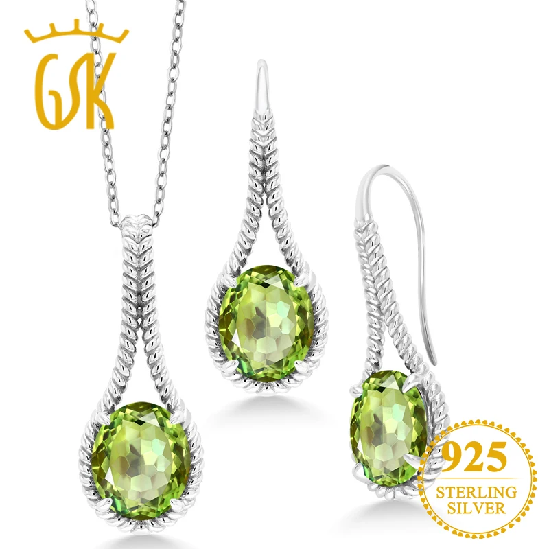 GemStoneKing 2 70 Ct натуральный зеленый яблоко Мистик кварцевый набор украшений для