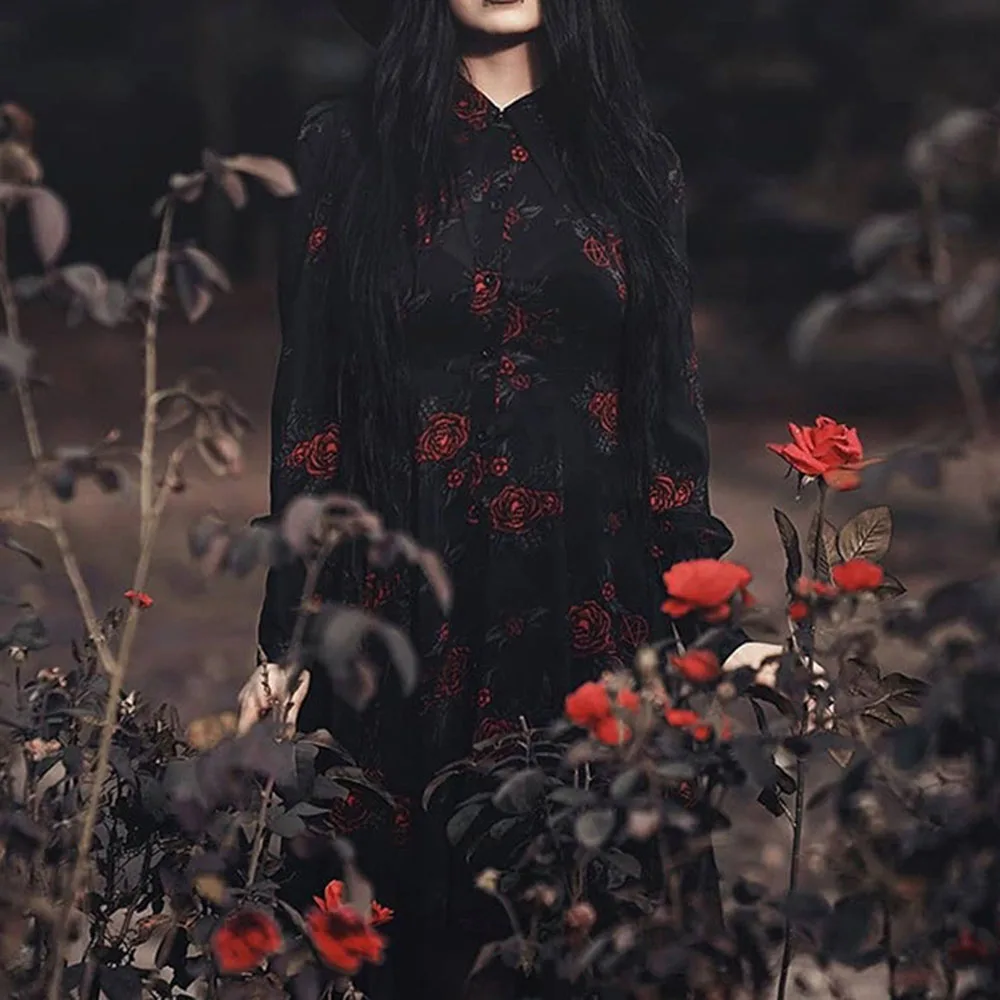 Женское платье в готическом стиле асимметричное Плиссированное Платье с принтом