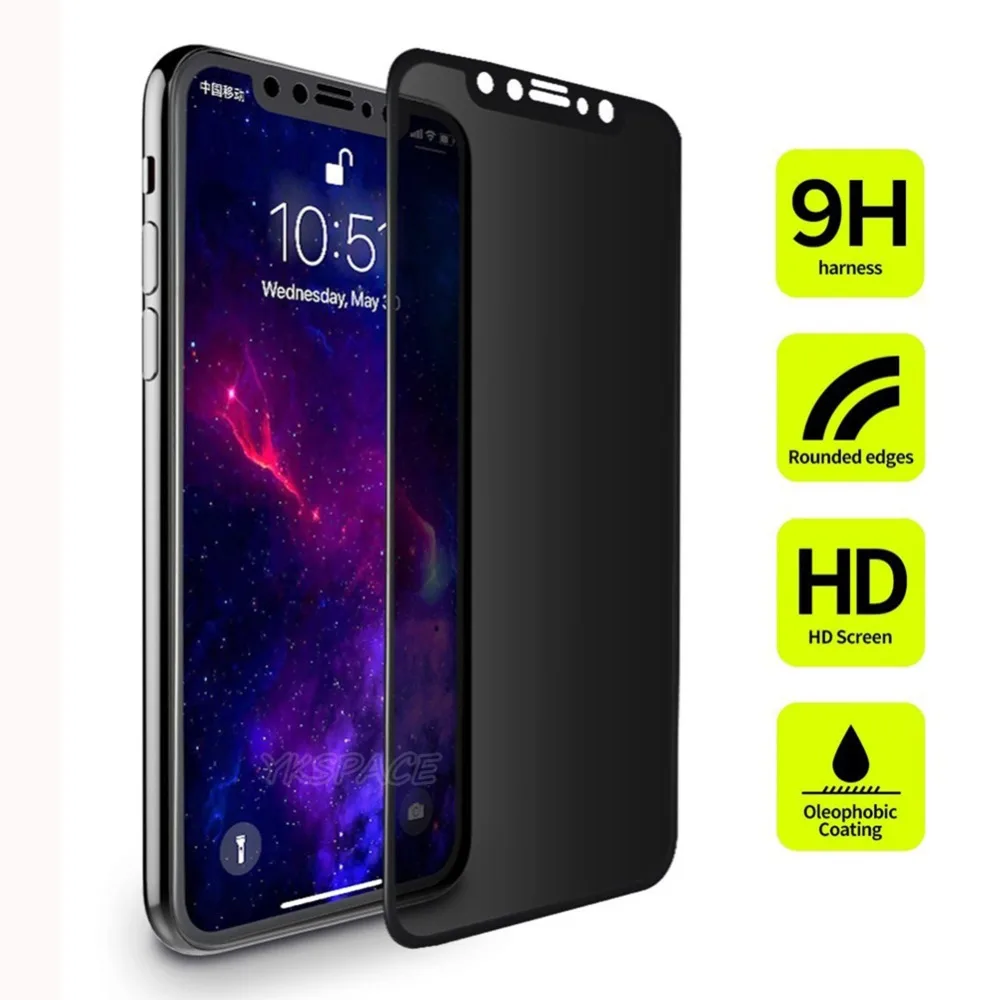 Высококачественное антишпионское закаленное стекло 9H 2.5D для iPhone X XS Max XR 11 Pro MAX 6 6S 7 8 Plus Защитная пленка для экрана