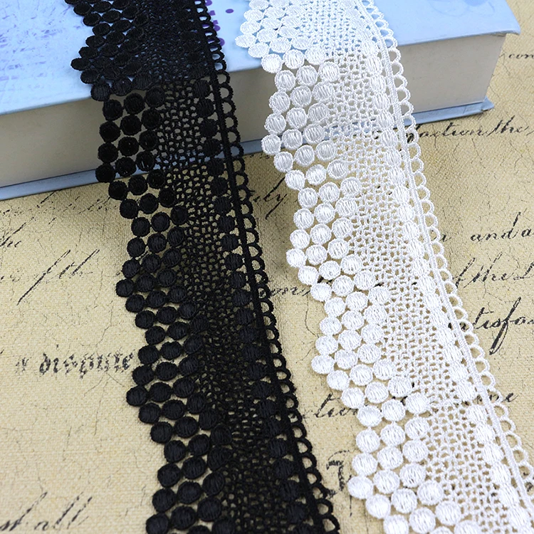 3 ярдов/Водорастворимые полые черные и белые толстые кружевные аксессуары одежда