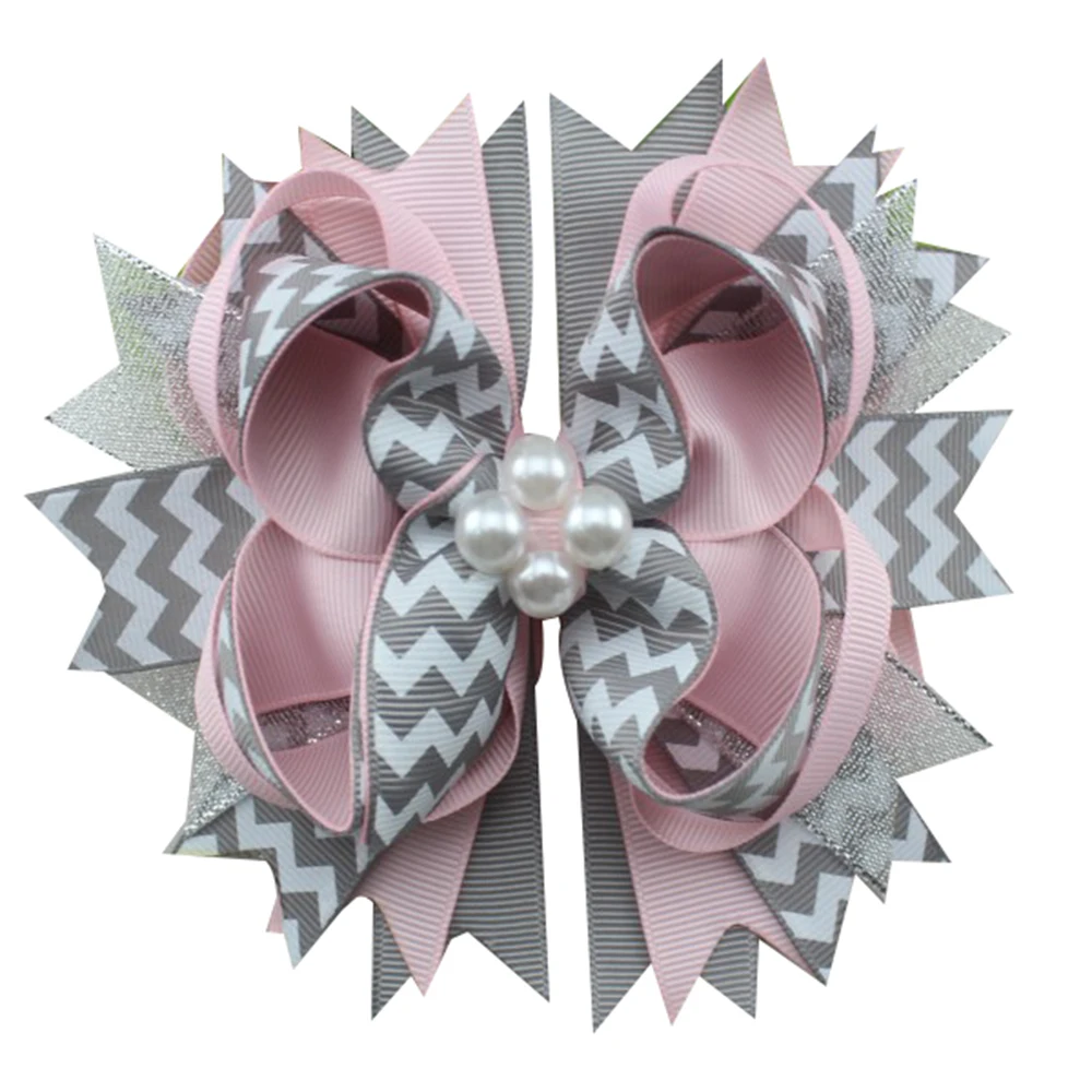 5 дюймов красочные волосы луки Аллигатор зажимы обратно в школу сложенный бант