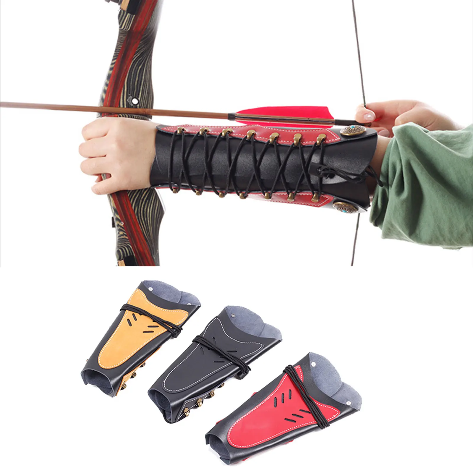 

Arm Guards Archery Leather Guard Wristband Arm Protector Outdoor Hunting Shooting Composite Recurve Arrow Bow Gear Accessories