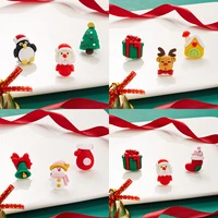 3 pcsset christmas badge mini brooches for women kids santa claus bells snowman tree sock lapel pins soft pottery jewelry gifts