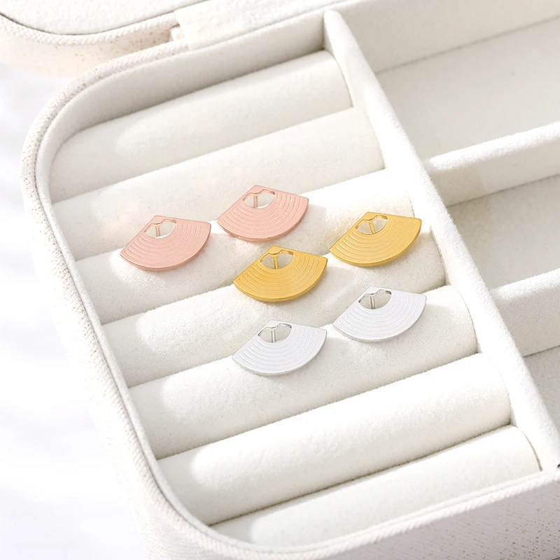 Модные серьги в форме веера из нержавеющей стали модные украшения розовое золото