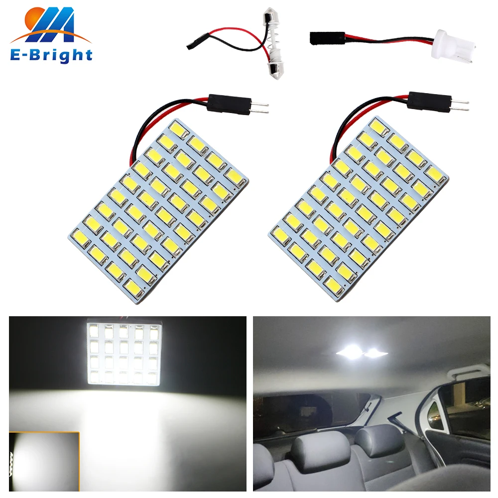 

10pcs White 5730 36 SMD Led Panel Light Bulbs Interior Dome Reading Lights 2Adapters Festoon 31MM 36MM 39MM T10 W5W 6500K 12V DC
