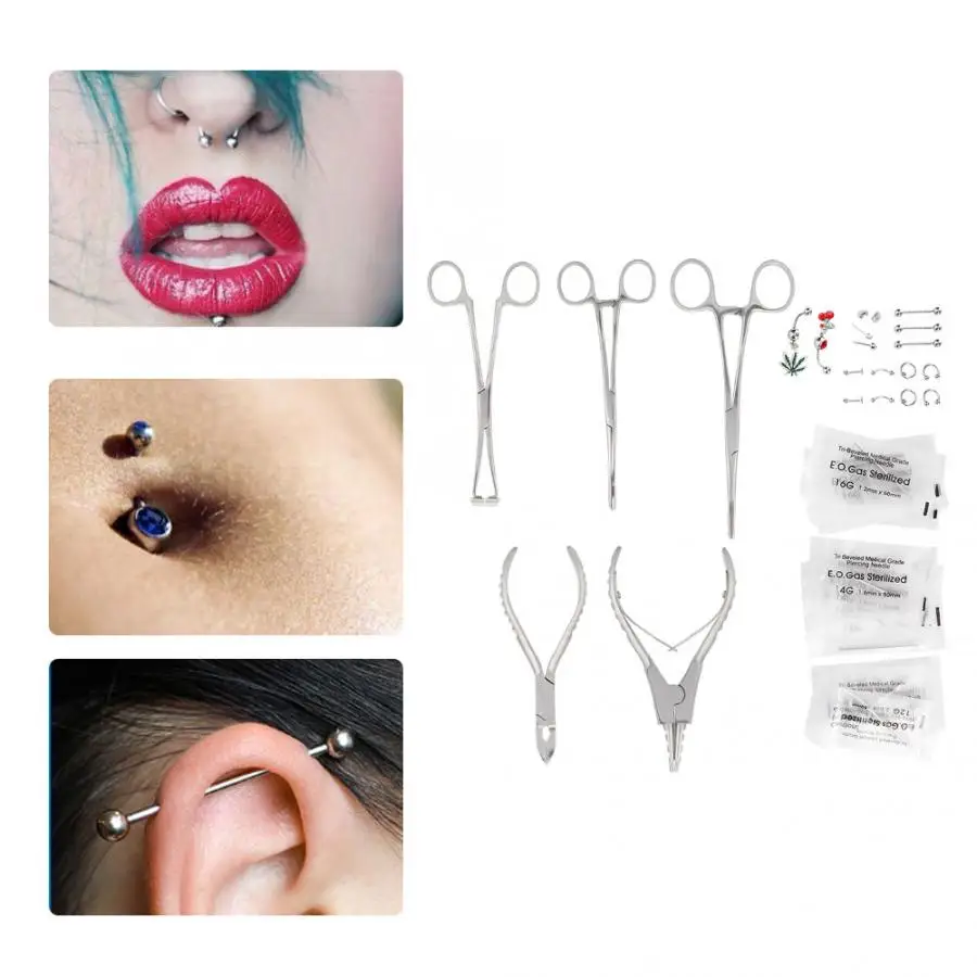 1 комплект Нержавеющая сталь пирсинг плоскогубцы для в язык бровь уха пупка нос