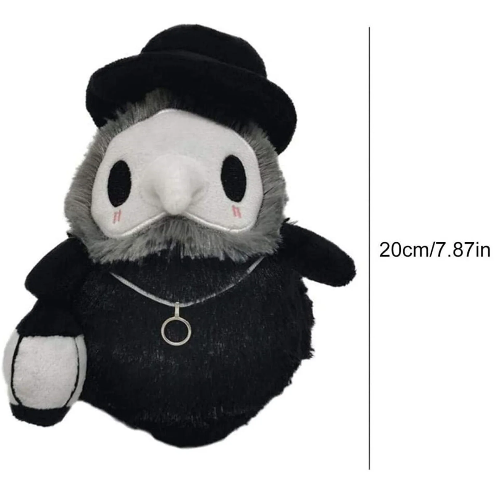 

Hot 20cm Cartoon Animal Plague Doctor Fluffy Beak Nurse Stuffed Doll Crow Halloween Party Props Luminous Plush Toy Children Gift