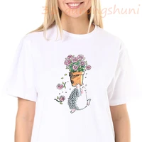 summer tops funny animal hedgehog t shirt kpop harajuku kawaii cute cartoon tshirt vintage t shirt women womens clothing 2020