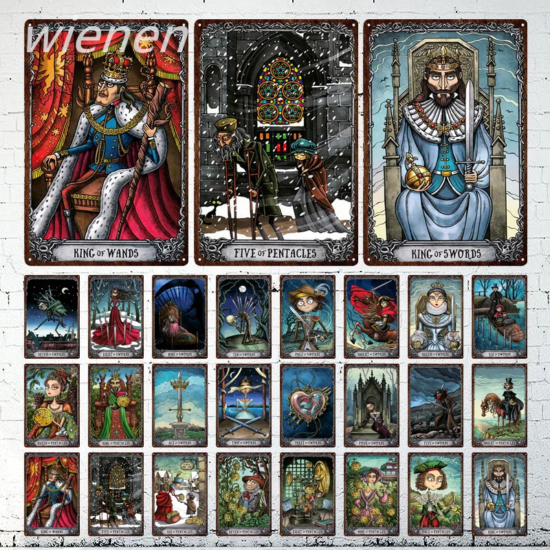 

Tarot Metal Tin Sign King and Queen Tarot Calculate Fortune Card Restaurant Bar Shop Vintage Metal Wall Art Decorative Plaque