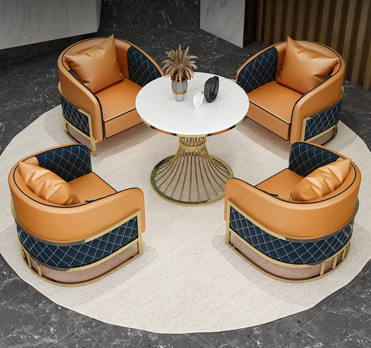 

Nordic negotiation table chair combination light luxury hotel sales office reception negotiation table four chairs rest receptio