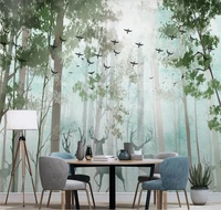 xuesu modern simple and fresh forest elk nordic tv sofa background wall custom wallpaper 3d5d8d