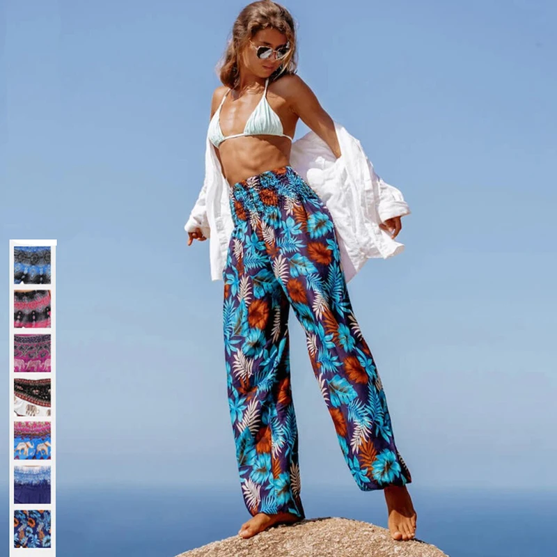 1 шт. свободные штаны для йоги в стиле бохо эластичные брюки с высокой талией