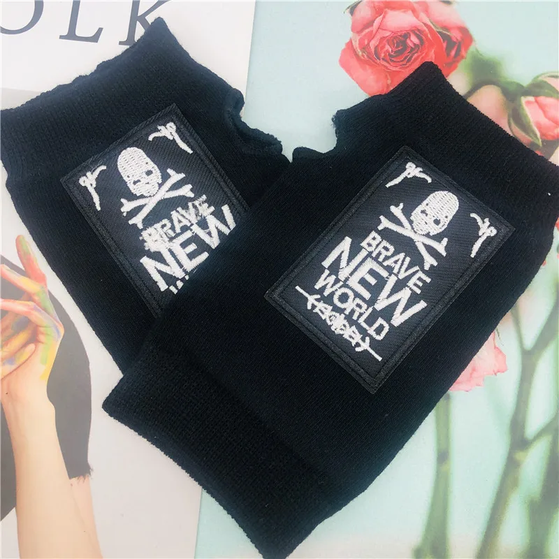 ZAOLIHU Skull Designer Mens Gloves Black Winter Warm Cool Knitted Cotton Women Half Finger Cartoon |