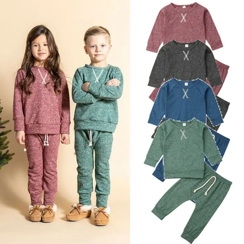 

Autumn Spring Clothes Set 2PCS Outfits Newborn Baby Boy Girl Autumn Clothes Comfy Tops T-shirt Long Pants Outfit Set