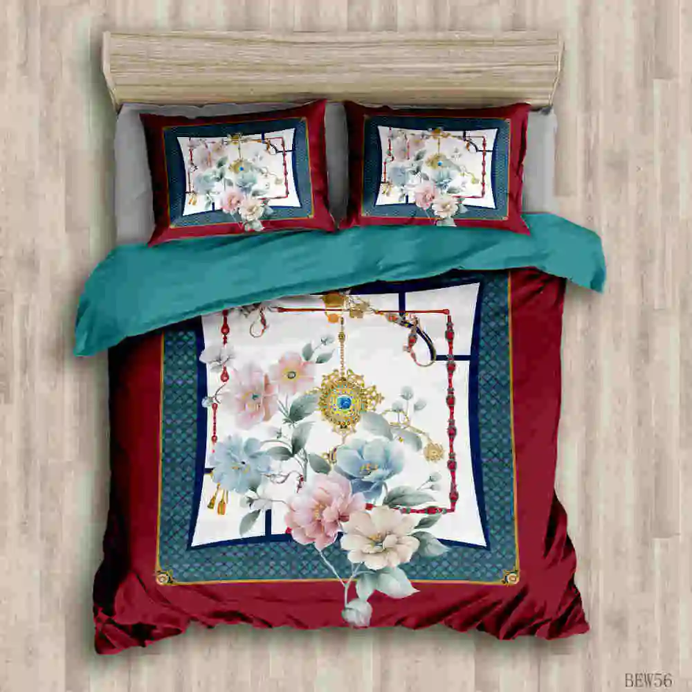 Модный цветочный Комплект постельного белья Розовый пододеяльник размера King Queen