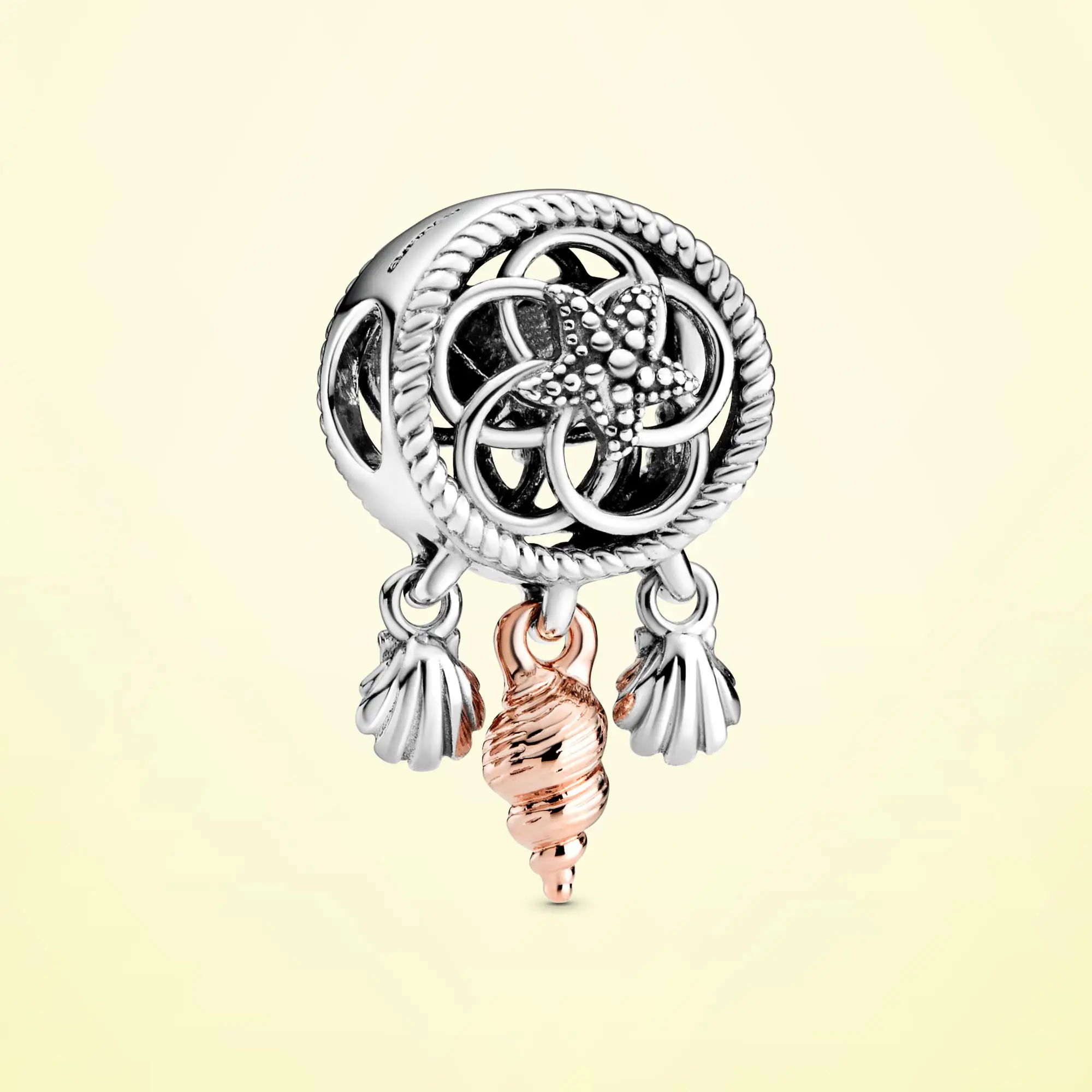 

S 925 Sterling Silver Openwork Seashell Dreamcatcher Charm Beads Fit Original Pandora Bracel PTC050et Necklace 2020 New Jewelry