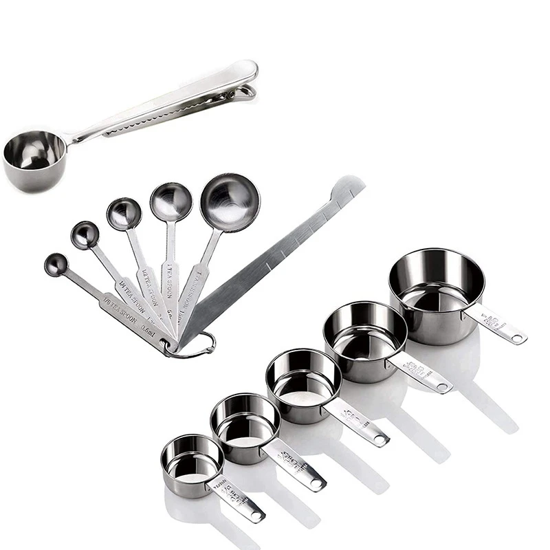 

Hot Measuring Cups and Spoons Set of 12 Pieces,5 Nesting Cups and 6 Stackable Spoons,Durable Portable Kitchen Measuring Kit