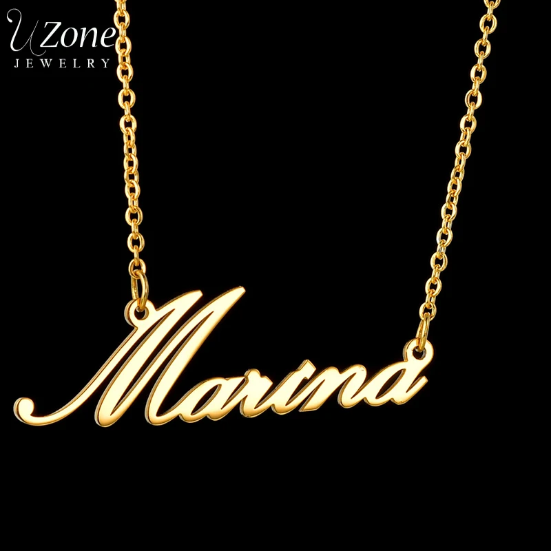 

UZone Stainless Steel Personalized Custom Name Necklace Gold Customized Nameplate Choker Necklaces For Women Anniversary Gifts