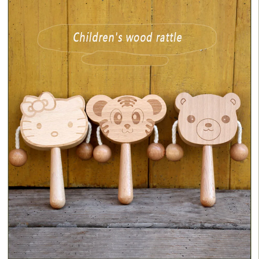 Деревянная погремушка из массива дерева для детей 0-1 лет волнистый барабан для мальчиков и девочек барабан для детей Традиционная игрушка п... от AliExpress WW