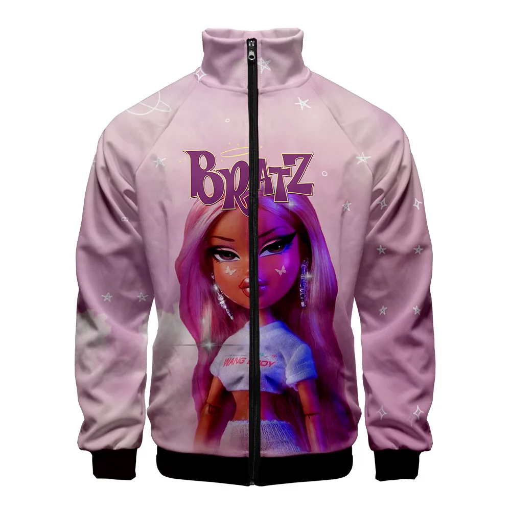 

3D Bratz Jacket Harajuku Hip Hop Casual Stand Collar Zipper Sweatshirt Casual Sportswear Personalized Coat