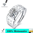 Женское Обручальное кольцо из серебра 100% пробы, с муассанитом, 2 карата