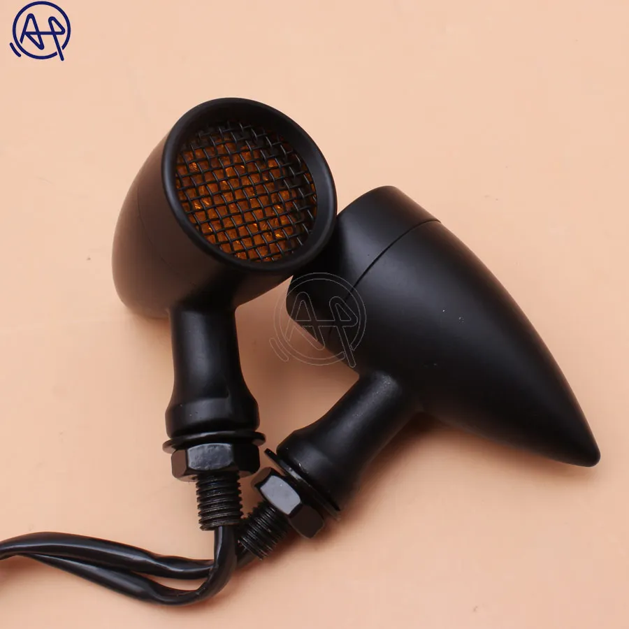 Черный/хромированный мотоциклетный 12 В с янтарной сеткой, светодиодный указатель поворота, стоп-сигнал, 10 мм, алюминиевый корпус для Chopper Bobber Cafe Racer