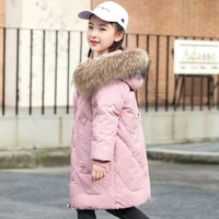 winter girls clothing warm cotton jacket for girl clothes parka real fur hooded children outerwear coat snowsuit kids overcoat 8