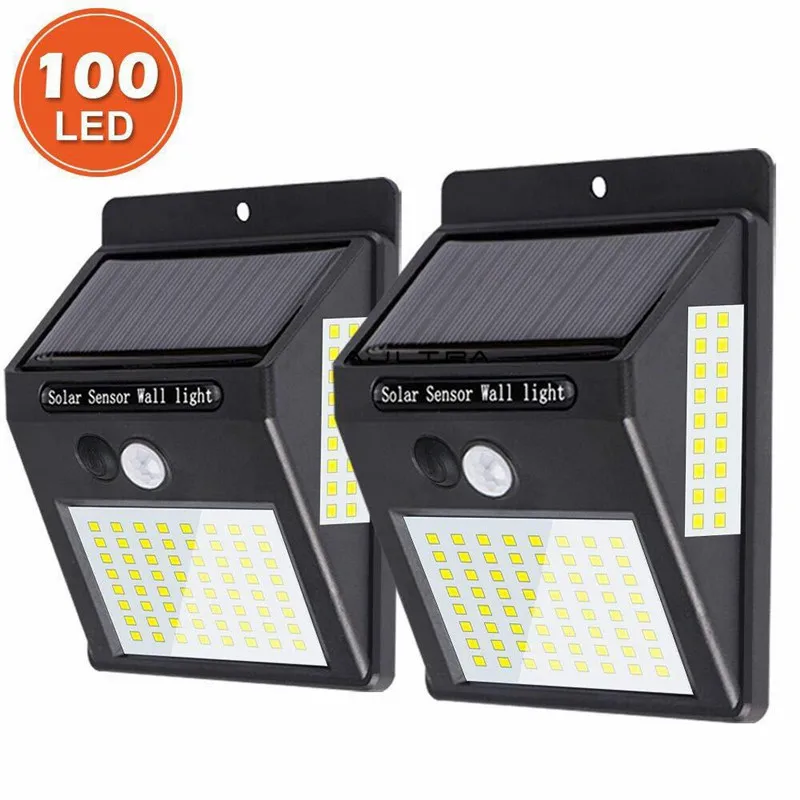 

100Pcs 100Led Solar Outdoor Wall Lamp PIR Motion Sensor Waterproof Wall Light Energy Street Light Home Garden Lamp