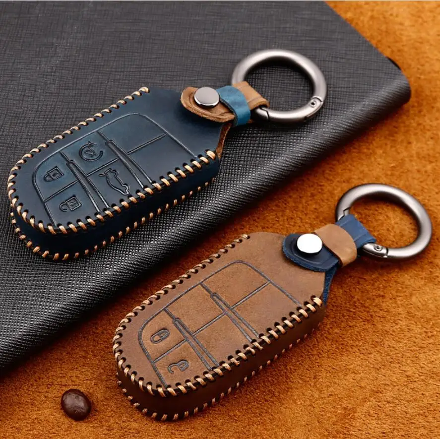 Чехол для автомобильного ключа ручной работы из натуральной кожи Jeep Grand Cherokee Compass