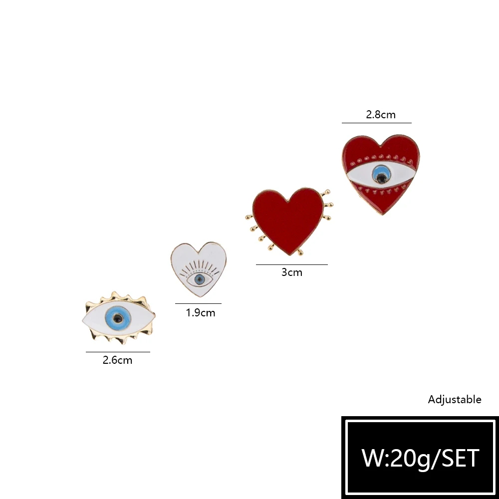XIYANIKE 2019 New Adjustable Gold Red Love Heart Evil Eye Fashion Rings For women Girl Bohemian Cute Ring Sets | Украшения и