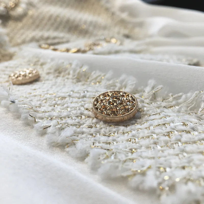 

Lurex Woven Hollow Gold Button Shirt Women 2020 New Women's Fresh Age Reducing Top