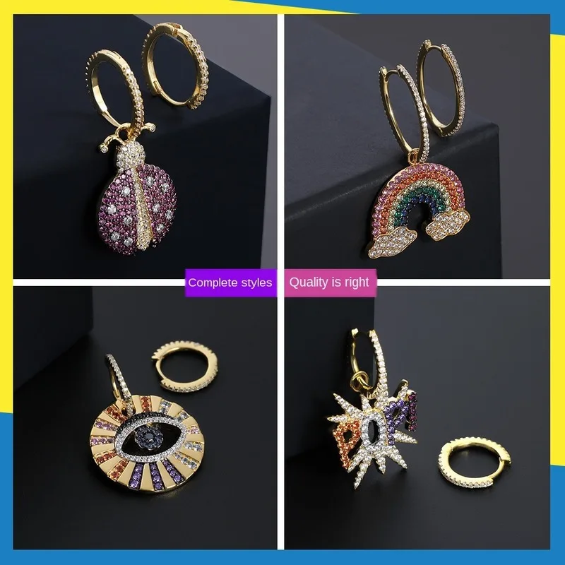 Изысканные асимметричные серьги с красочным драгоценным камнем 18