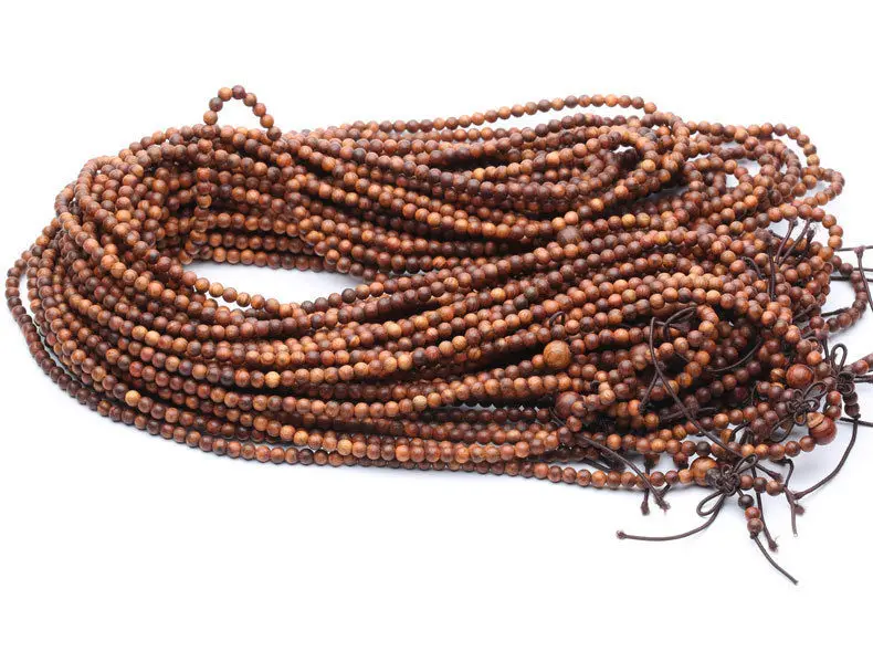 4 мм Тибетский буддизм 216 желтое розовое дерево Молитвенное колье|mala necklace|mala bead