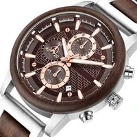 relogio masculino gold luxury men watch metal wooden chronograph wristwatch quartz timepiece custom steel dial christmas gift