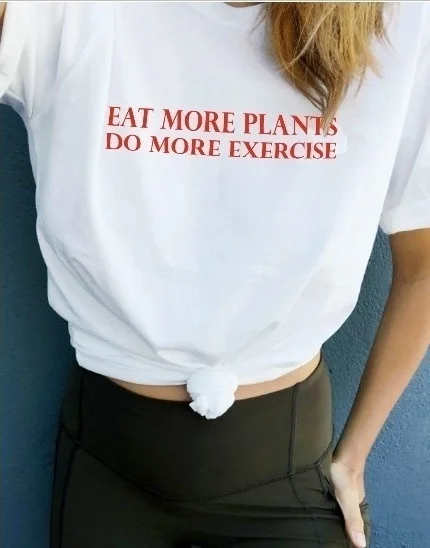 VIP-JBH ешьте больше овощей растения и Делайте упражнений женская футболка для