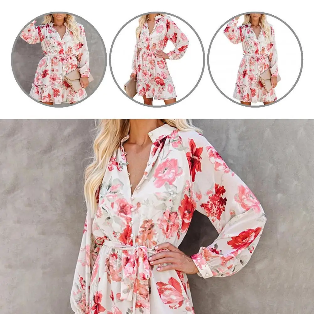 

Lace-up Women Ruffles Hem Waist Tied Dress Streetwear Women Dress Lace-up Women Ruffles Hem Waist Tied Dress Streetwear
