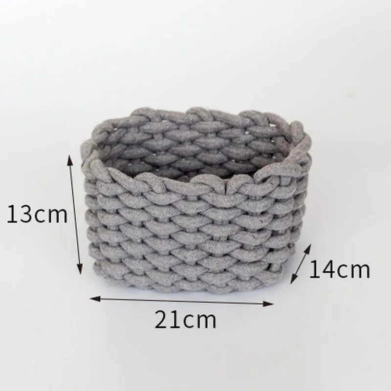 

Foldable Hand-woven Storage Baskets Quality Thick Cotton Rope Practical Sundries Cosmetic Storage Creative Desktop Debris Basket