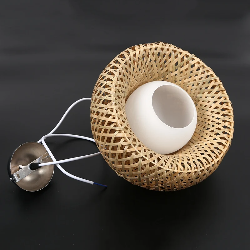 Vintage Woven Pendant Lamp Natural Bamboo Rattan Chandelier Handmade Garden Hanging Lampshade E27 Adjustable Height | Освещение