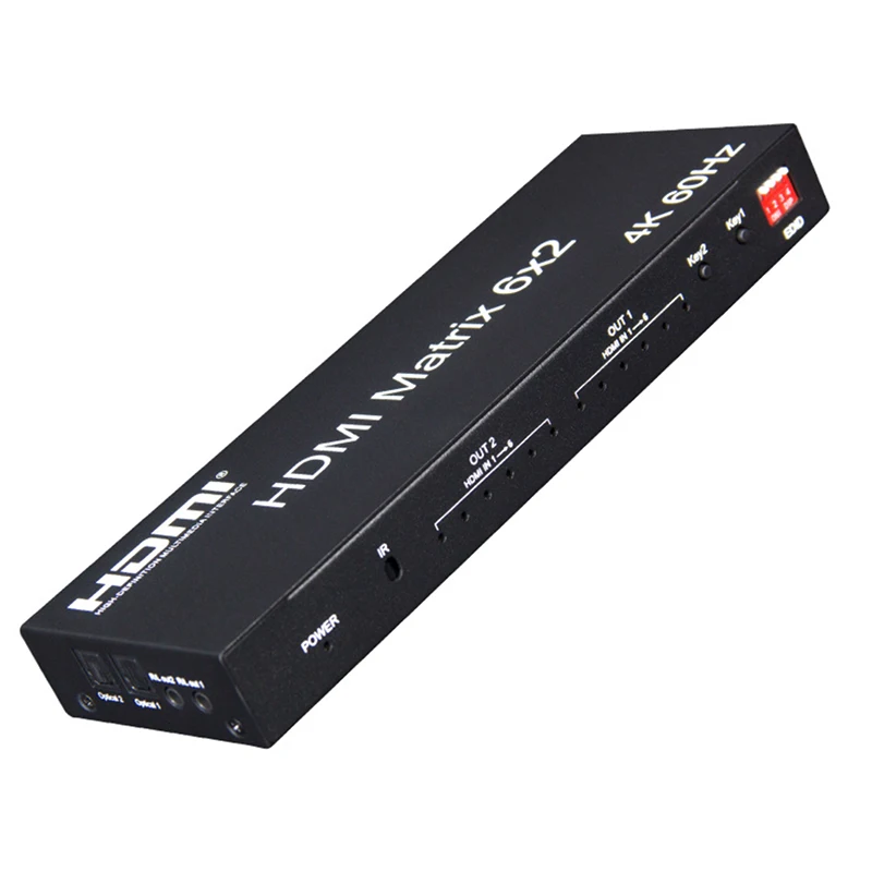 4K 60 Гц 6X2 Матрица HDMI-совместимый 2 0 Видео аудио коммутатор 6 в выхода разделитель